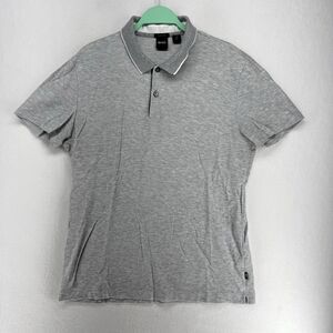 Hugo Boss Regular Fit 100% Cotton Gray Polo Mens Size L‎